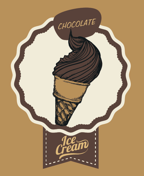 Chocolate ice cream vintage cards vectors set 02 vintage ice cream chocolate   