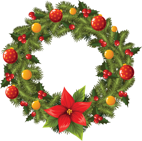 Pretty xmas wreath design vector material 04 xmas wreath pretty material   