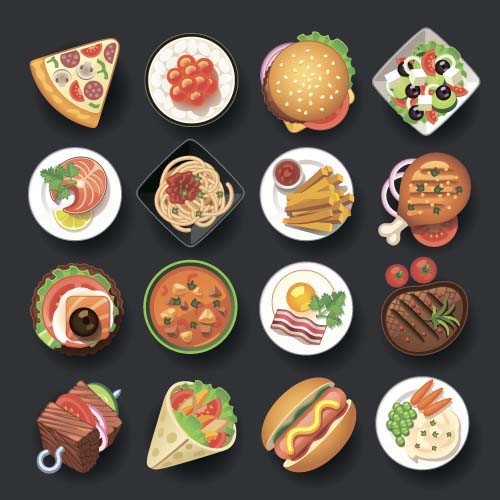Fast food icons material set material icons food   
