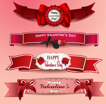 Valentine Day ribbon banner creative vector 02 Valentine day Valentine ribbon creative banner   