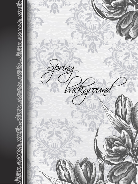 Vintage Spring floral background 02 vintage Vector Background spring illustration floral background   