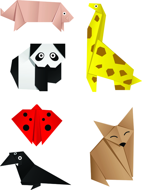 Various Origami animals design vector material 03 Various origami material animals Animal   