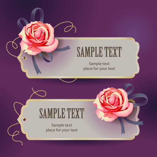 Elements of Vintage Romantic Roses Cards vector 02 vintage rose romantic elements element cards card   