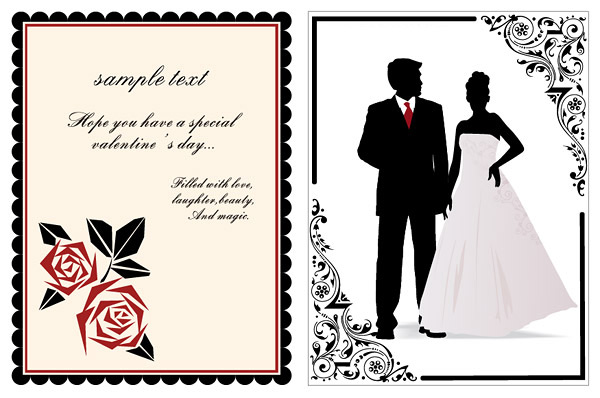 Wedding Border vector wedding rose pattern new married lace vector couples characters   