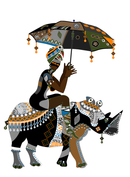 Set of African girl design vector material 02 material girl african   