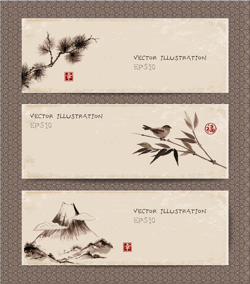 Chinese painting styles banner vectors 03 painting chinese banner   