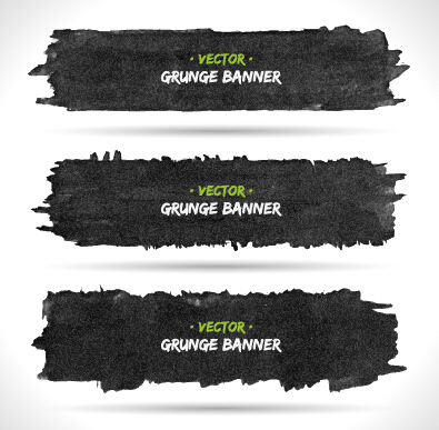 Black ink grunge banner vector set 04 ink grunge black banner   