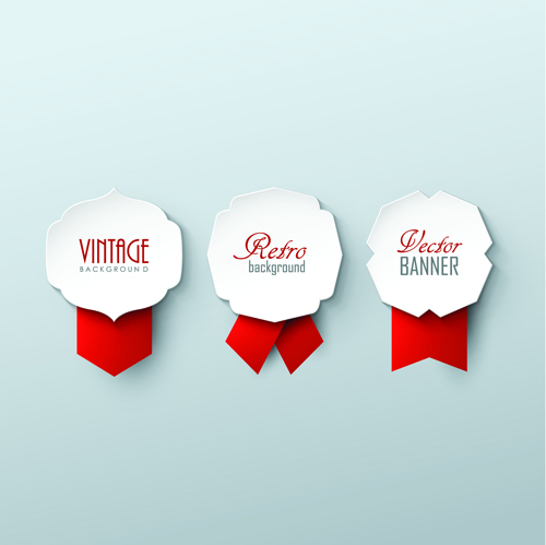 Paper labels and red ribbon vector 01 ribbon red paper labels label   