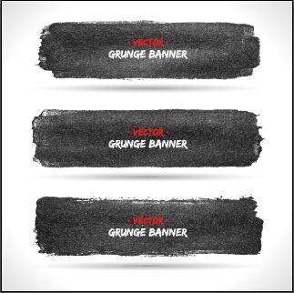 Black ink grunge banner vector set 05 ink grunge black banner   