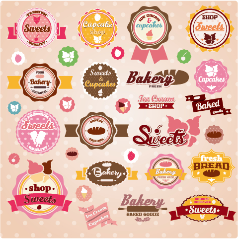 Sweet with ice cream labels cute design vector 02 sweet labels label ice cream ice cream   