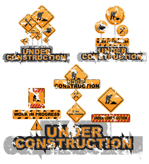 Construction signs mix Garbage elements vector 06 signs sign mix garbage elements element construction   