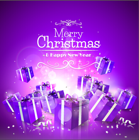 Purple christmas gift box vector background purple gift box christmas background   