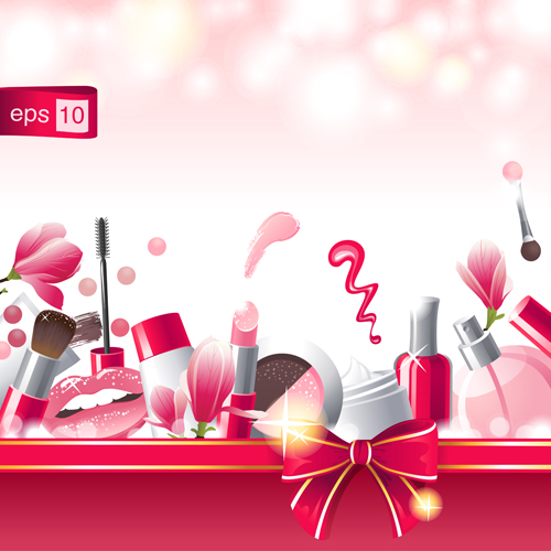 Cosmetic with beauty background vector 02 cosmetic beauty background   