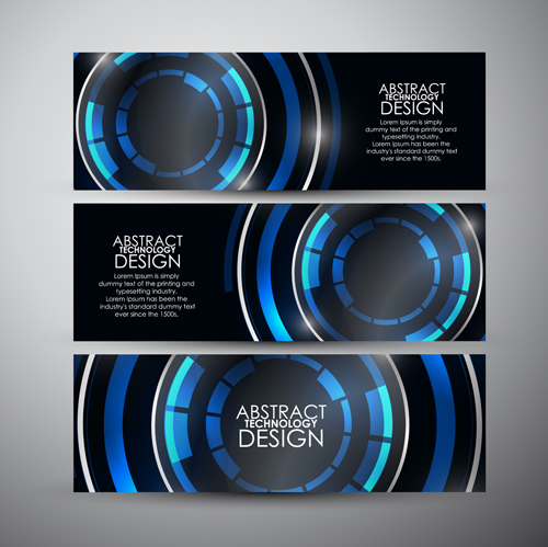 Shiny technology banners vector set 01 technology banners   