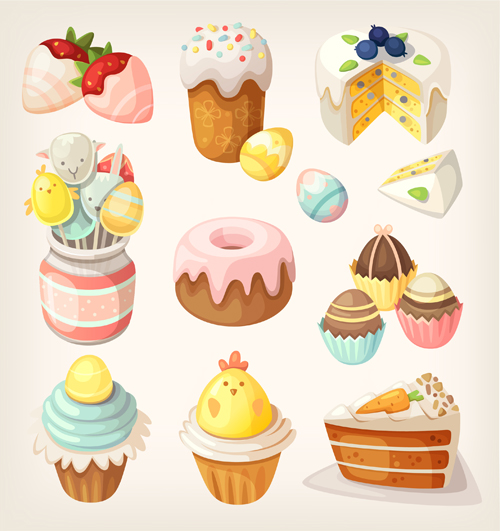Cute cake with sweets vector sweets cute cake   