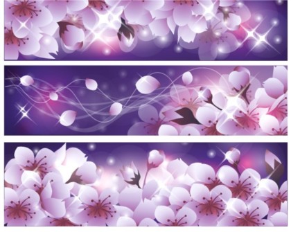 Cherry blossoms banner vectors material romantic cherry blossoms banner   