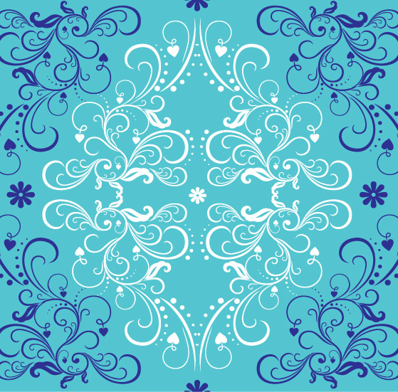 Blue with white floral ornaments  vector fashion lace pattern vector Corner lace pattern vector   