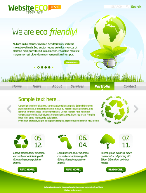 Green ECO Website Template design vector 03 website template site green eco   