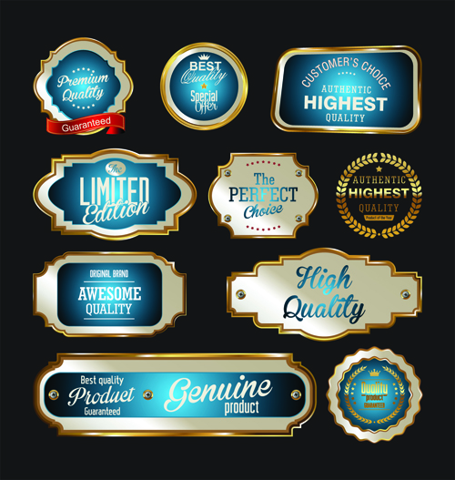 Premium quality badge with labels golden vector 01 quality premium labels golden badge   