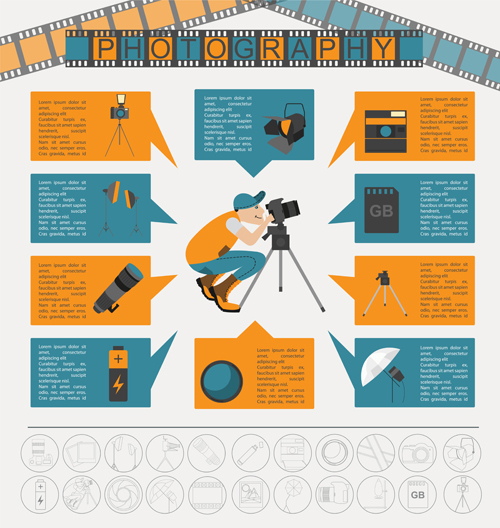 Creative photography infographics design vectors 05 photography infographics   
