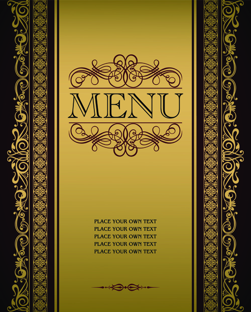 Vector menu with gold frame material 02 menu material gold frame   
