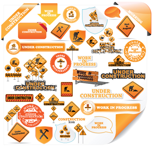 Construction signs mix Garbage elements vector 07 signs sign mix garbage elements element construction   