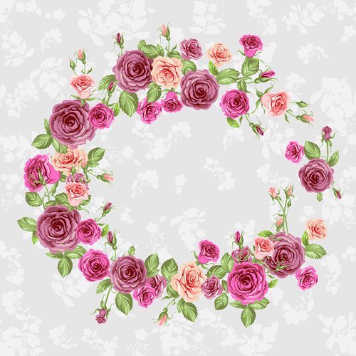 Creative rose pattern with frame design graphics vector rose pattern rose pattern creative   