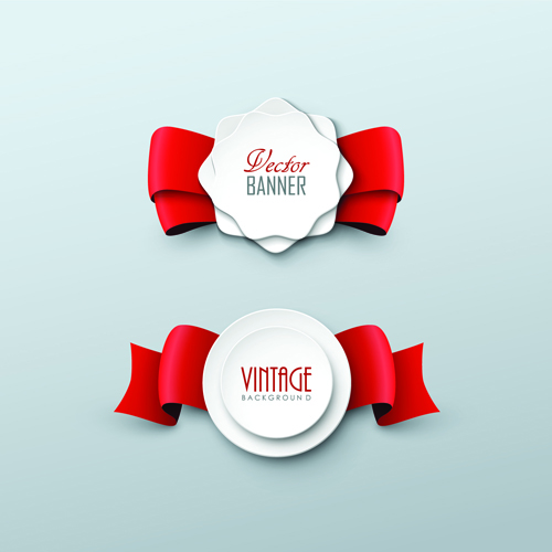 Paper labels and red ribbon vector 02 ribbon red paper labels label   