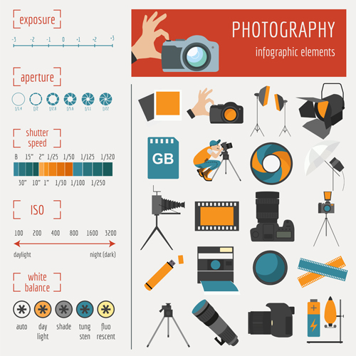 Creative photography infographics design vectors 02 photography infographics   