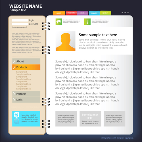 Web sites design template and button vector graphic 01 web template site button   