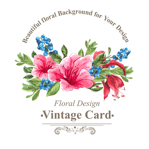 Beautiful floral background vintage card vector 01 floral card beautiful   