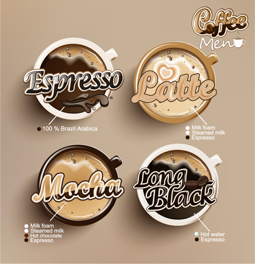 Creative coffee menu with labels vector menu labels label creative coffee   