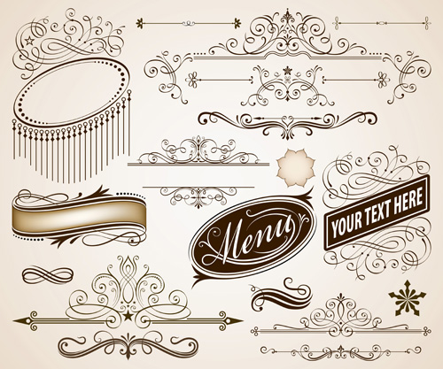 Vintage frames with calligraphic ornaments vector 03 vintage ornaments frames calligraphic   