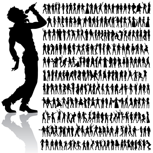 Dancing and singing people silhouettes vector graphics vector graphics singing silhouette people silhouettes people different   