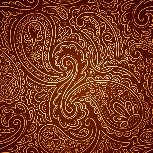 Set of Brown Paisley patterns vector material 03 patterns pattern paisley material brown   