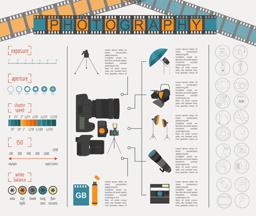 Creative photography infographics design vectors 04 photography infographics   