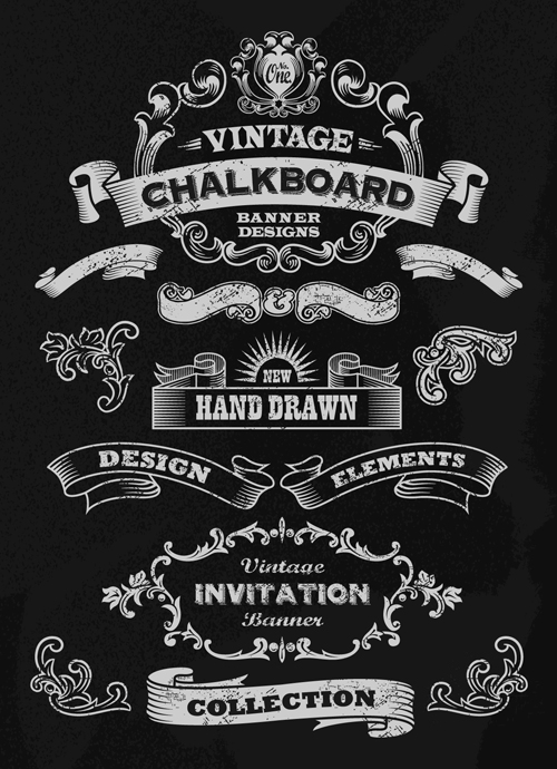 Vintage black and white labels with ornaments vector 04 ornaments ornament labels label board blackboard black and white banners banner   