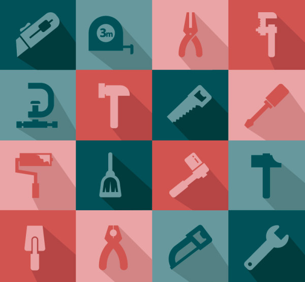 Flat life tool icons vector tool life icons   