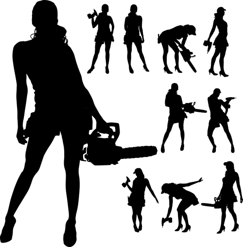 Different occupations man and woman silhouettes vector 04 silhouettes silhouette occupation different   