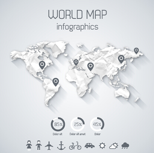 Creative world map and infographics vector graphics 03 world map world vector graphic map infographics infographic creative   