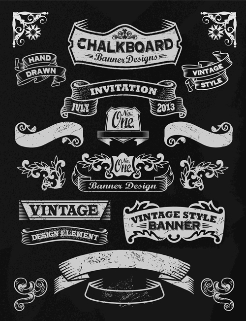 Vintage black and white labels with ornaments vector 03 ornaments ornament labels label blackboard black and white banners banner   