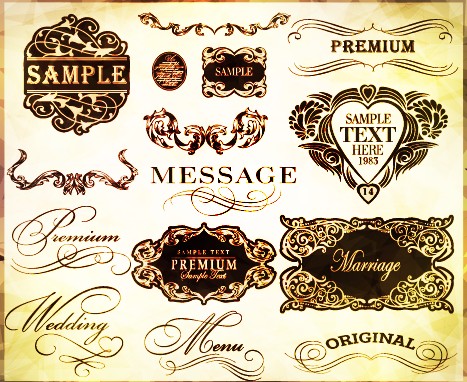 Golden frame with labels ornament vector 02 ornament labels label golden   