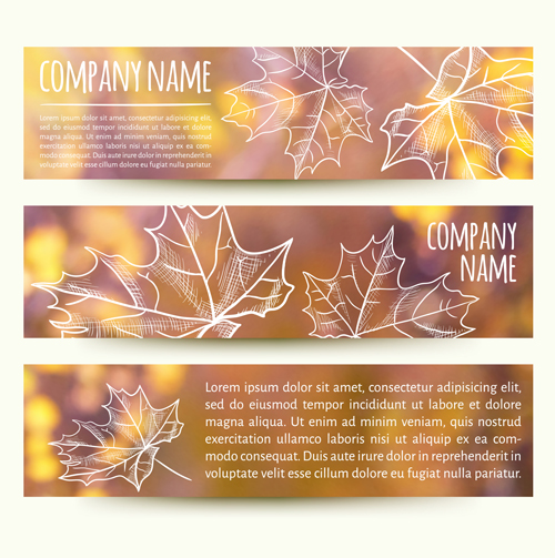 Autumn elements with blurs banner vector 02 elements blurs banner autumn   