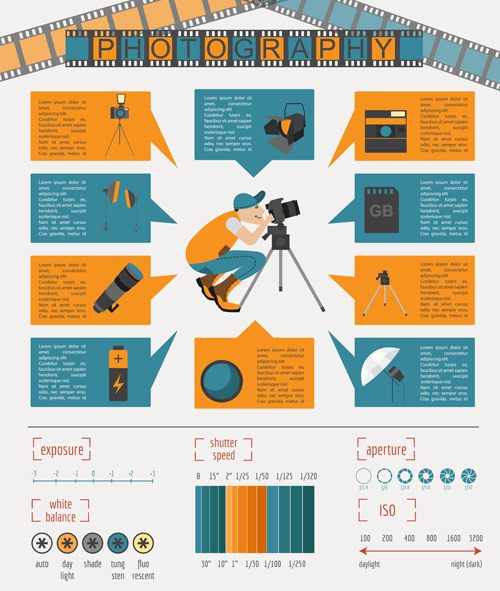 Creative photography infographics design vectors 06 photography infographics   