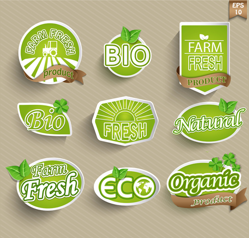 Eco with organic food stickers vector stickers sticker organic food eco   