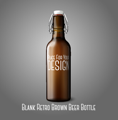 Blank retro brown beer bottle vector Retro font brown bottle blank   