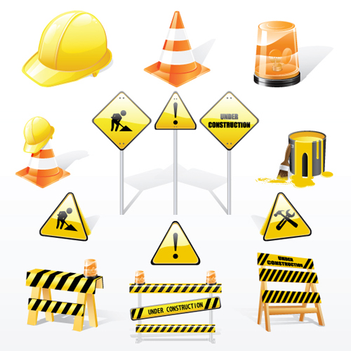 Construction signs mix Garbage elements vector 05 signs sign mix garbage elements element construction   