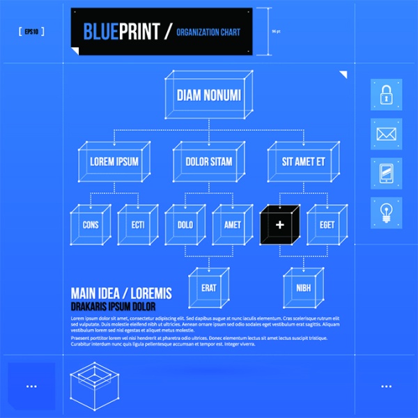 Concept business blueprint vector material concept business blueprint   