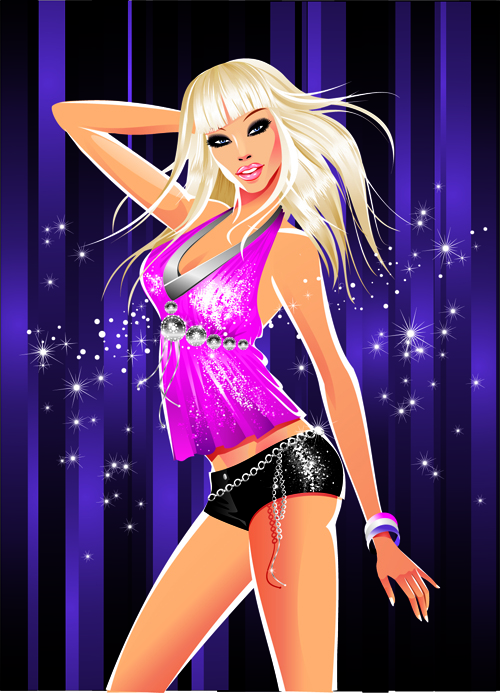 Stylish glamour Girls design elements vector 01 109032 stylish glamour girls elements element   