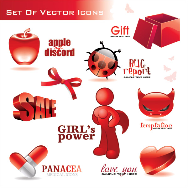 Red 3D Icon vector three-dimensional red icon   